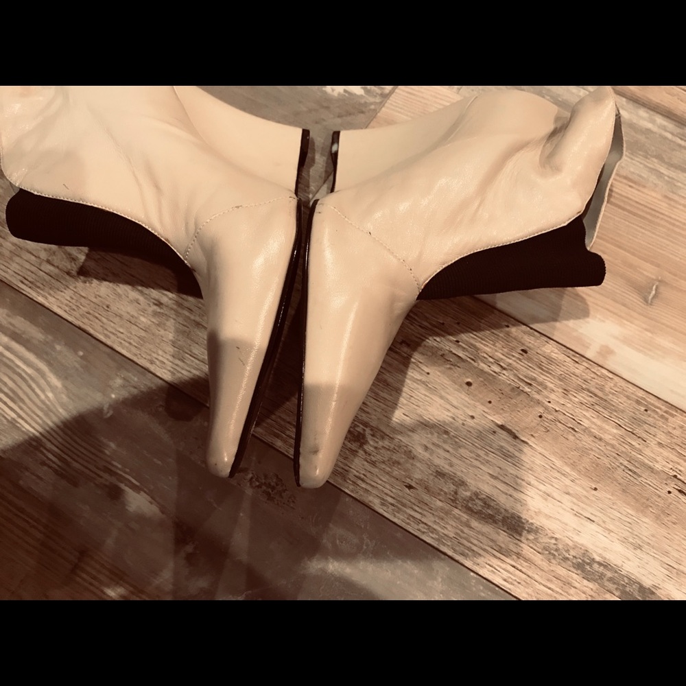 Leather wedges ankle booties